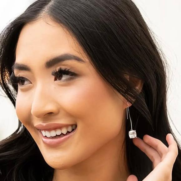 New Plunder "Joyful" Silver Crystal Gem Earrings (1.75") - Picture 3 of 6